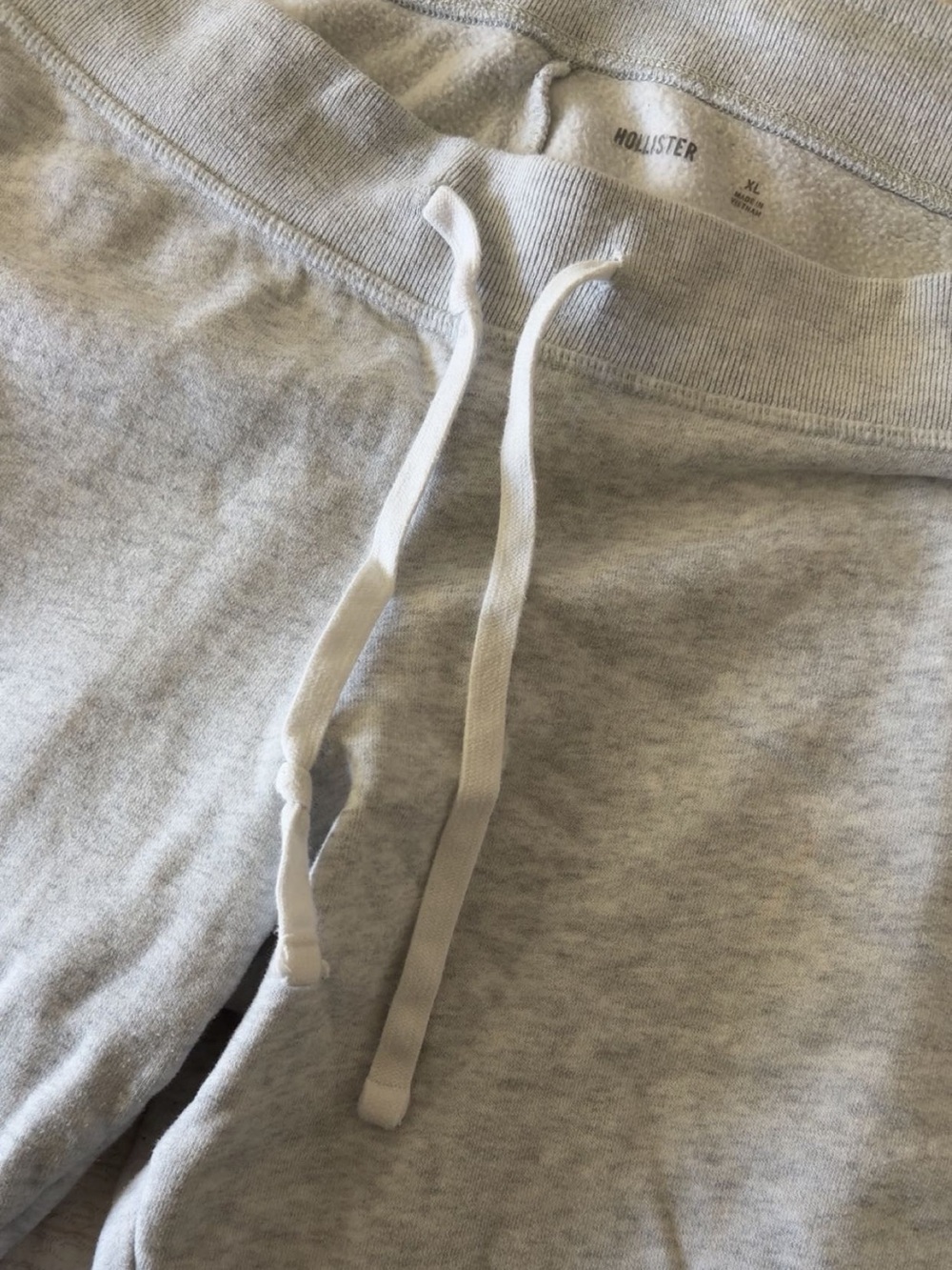 Hollister Light Gray Sweatpants with White Drawstring